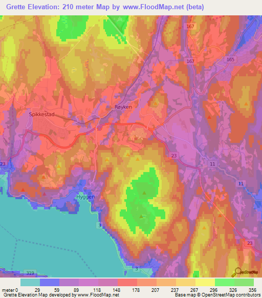 Grette,Norway Elevation Map