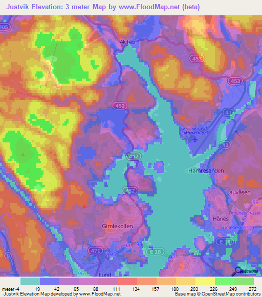 Justvik,Norway Elevation Map