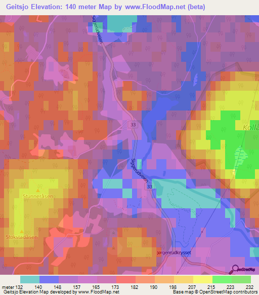 Geitsjo,Norway Elevation Map