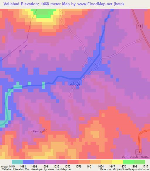 Valiabad,Iran Elevation Map