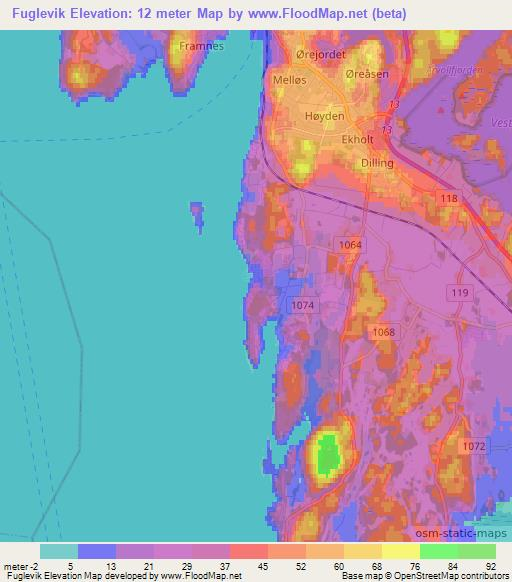 Fuglevik,Norway Elevation Map