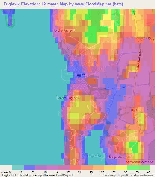 Fuglevik,Norway Elevation Map