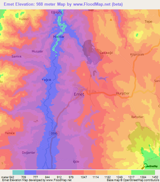 Emet,Turkey Elevation Map