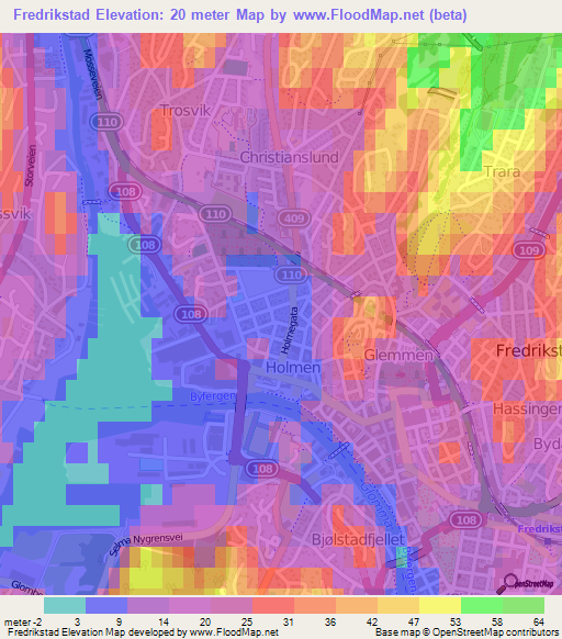 Fredrikstad,Norway Elevation Map