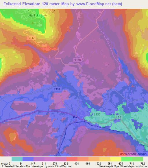 Folkestad,Norway Elevation Map