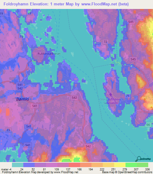 Foldroyhamn,Norway Elevation Map