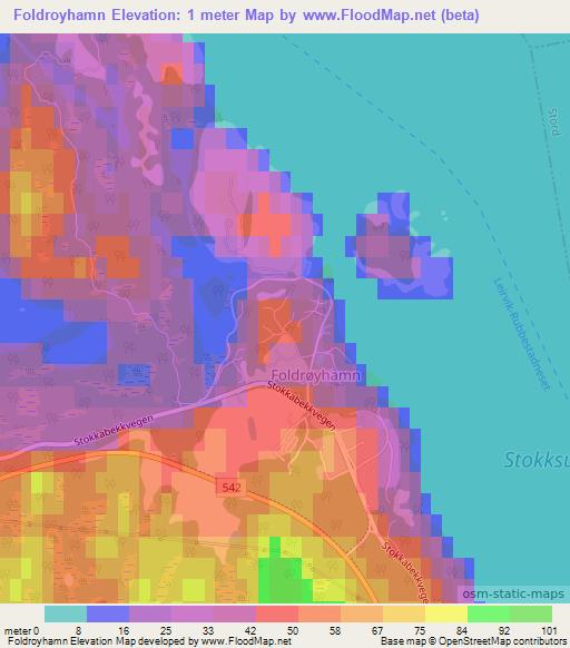 Foldroyhamn,Norway Elevation Map