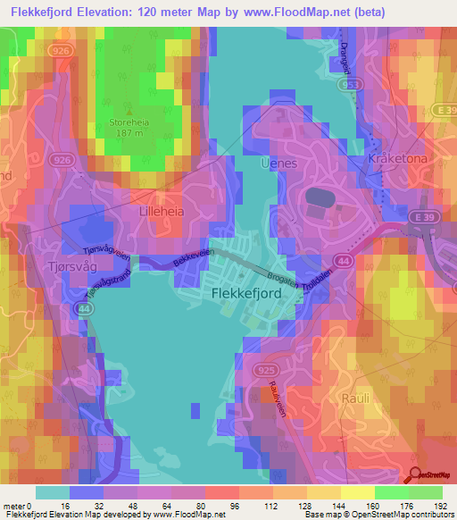 Flekkefjord,Norway Elevation Map