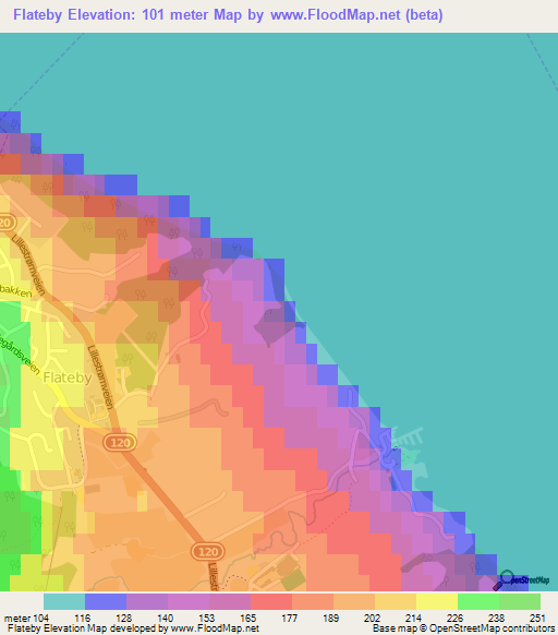 Flateby,Norway Elevation Map