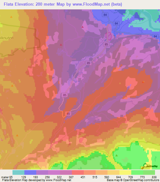 Flata,Norway Elevation Map