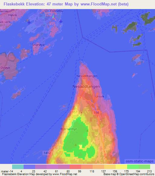 Flaskebekk,Norway Elevation Map