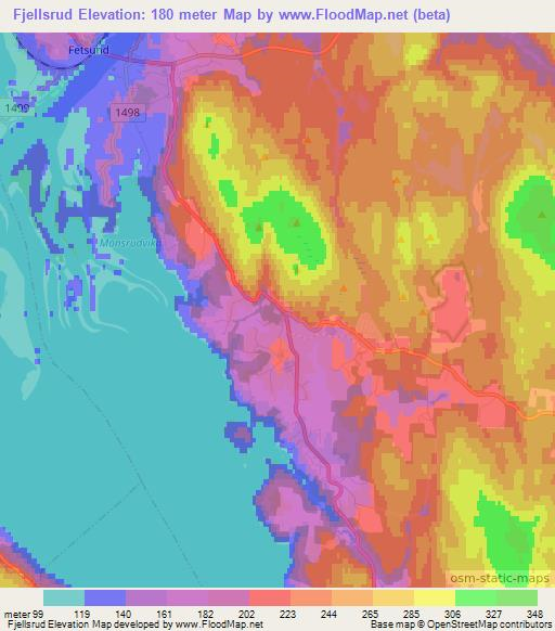 Fjellsrud,Norway Elevation Map