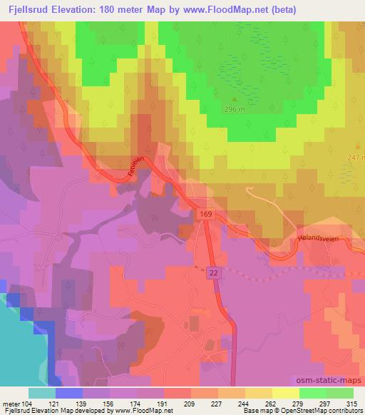 Fjellsrud,Norway Elevation Map