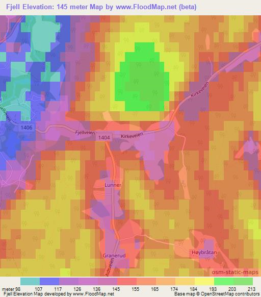 Fjell,Norway Elevation Map