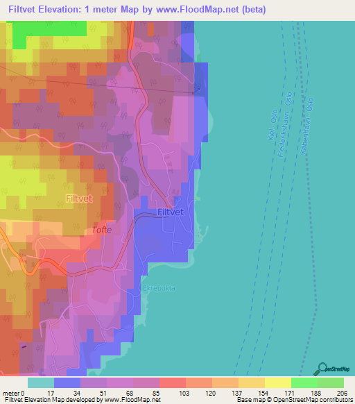 Filtvet,Norway Elevation Map