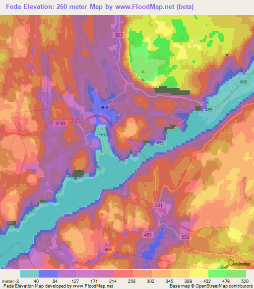 Feda,Norway Elevation Map