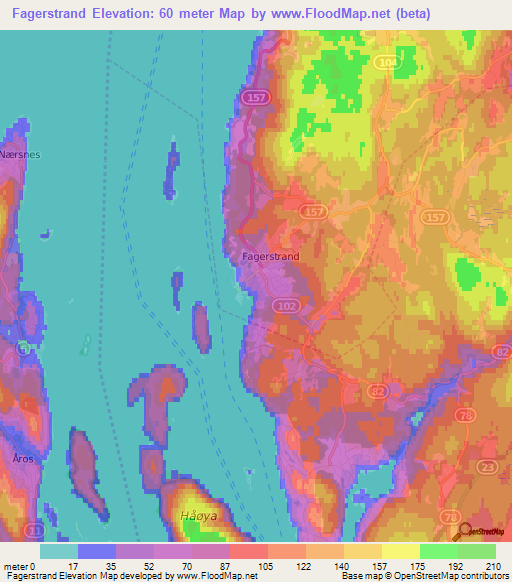 Fagerstrand,Norway Elevation Map
