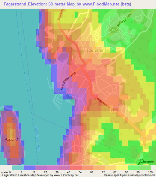 Fagerstrand,Norway Elevation Map