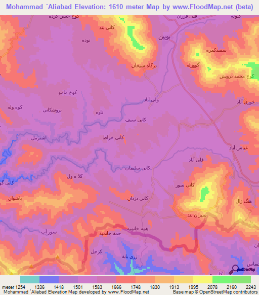 Mohammad `Aliabad,Iran Elevation Map