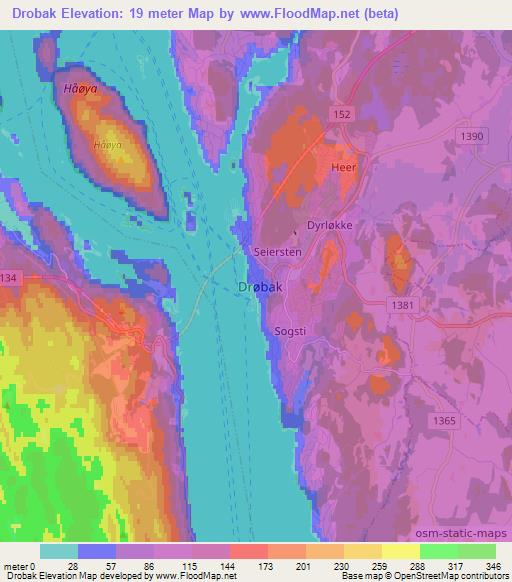 Drobak,Norway Elevation Map