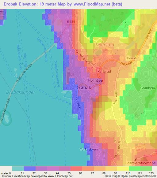 Drobak,Norway Elevation Map