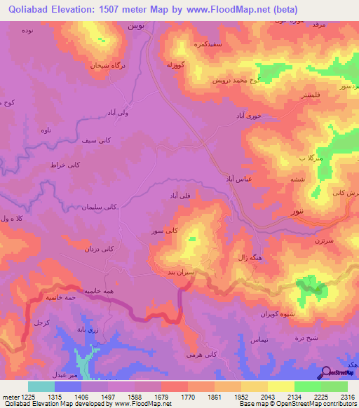 Qoliabad,Iran Elevation Map