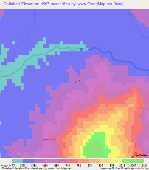 Qoliabad,Iran Elevation Map