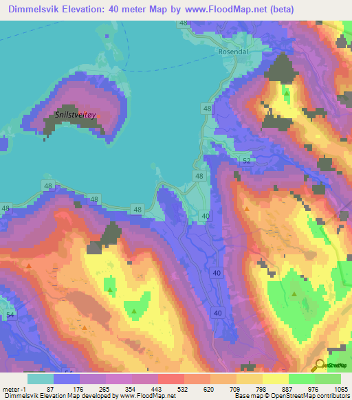 Dimmelsvik,Norway Elevation Map