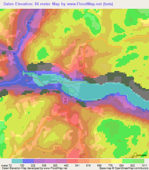 Dalen,Norway Elevation Map