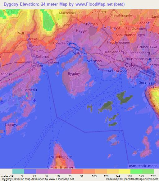 Bygdoy,Norway Elevation Map