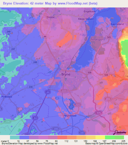 Bryne,Norway Elevation Map