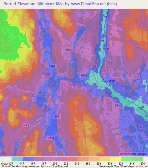 Borrud,Norway Elevation Map