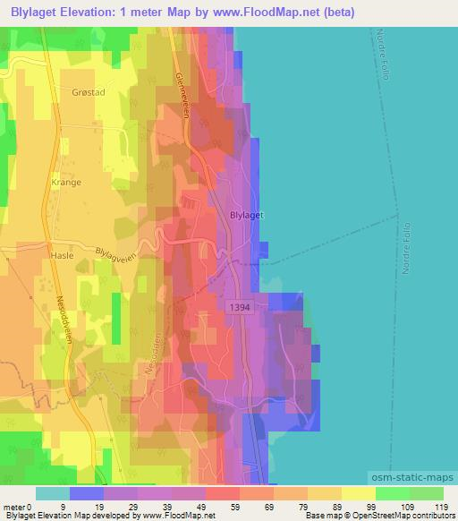 Blylaget,Norway Elevation Map