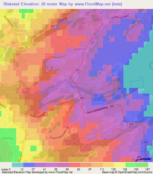 Blakstad,Norway Elevation Map