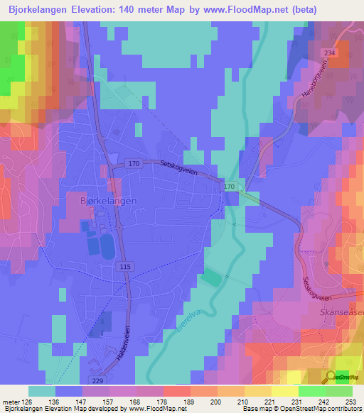 Bjorkelangen,Norway Elevation Map
