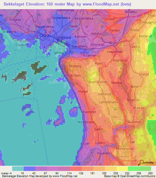 Bekkelaget,Norway Elevation Map