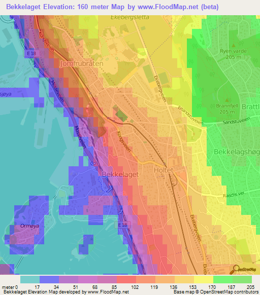 Bekkelaget,Norway Elevation Map