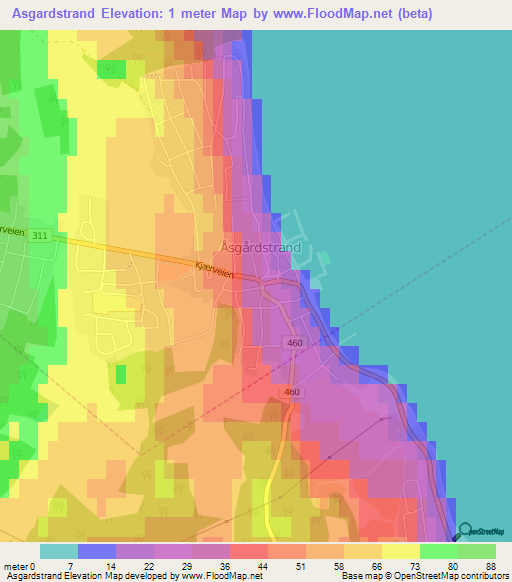 Asgardstrand,Norway Elevation Map