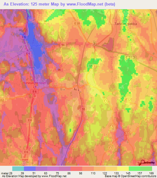 As,Norway Elevation Map
