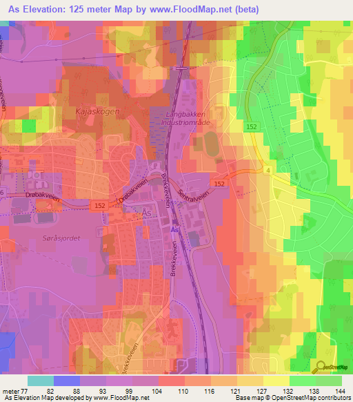 As,Norway Elevation Map
