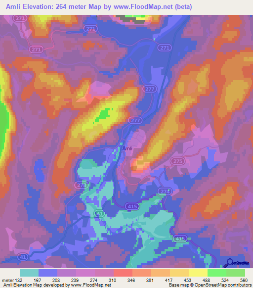Amli,Norway Elevation Map