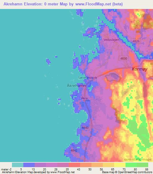 Akrehamn,Norway Elevation Map