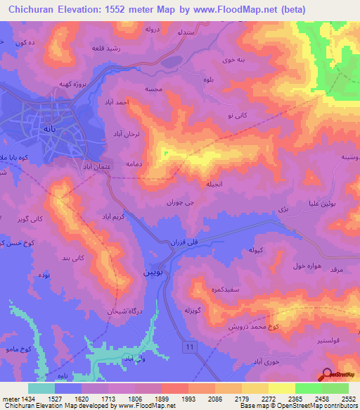 Chichuran,Iran Elevation Map