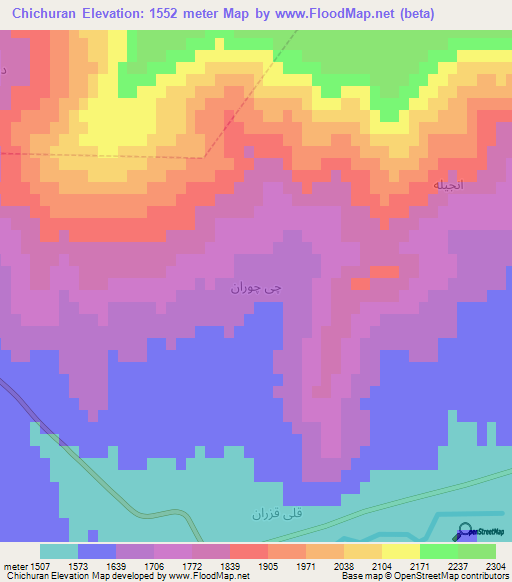 Chichuran,Iran Elevation Map