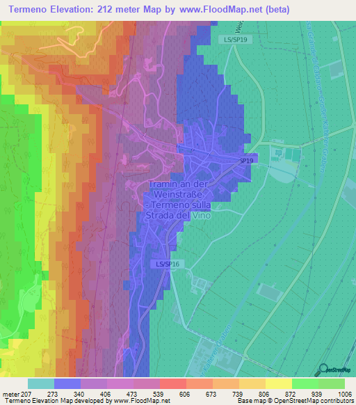 Termeno,Italy Elevation Map