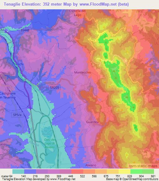 Tenaglie,Italy Elevation Map