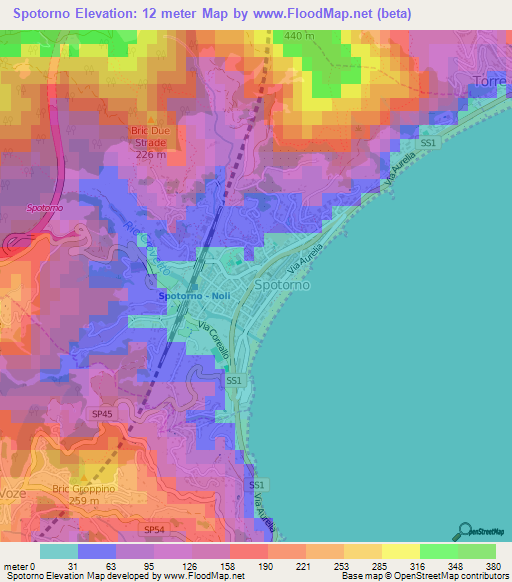 Spotorno,Italy Elevation Map