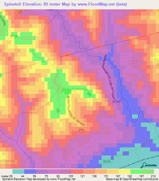 Spinetoli,Italy Elevation Map