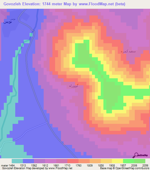 Govozleh,Iran Elevation Map