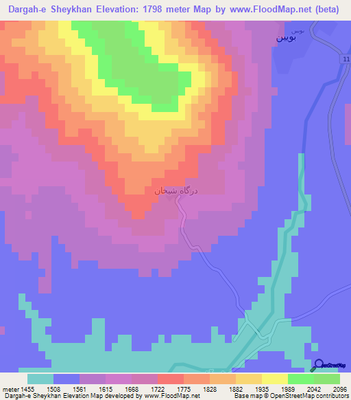 Dargah-e Sheykhan,Iran Elevation Map